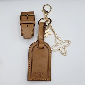 Authentic Louis Vuitton Dark Brown Luggage, Name Tag with Unbranded Keycharm